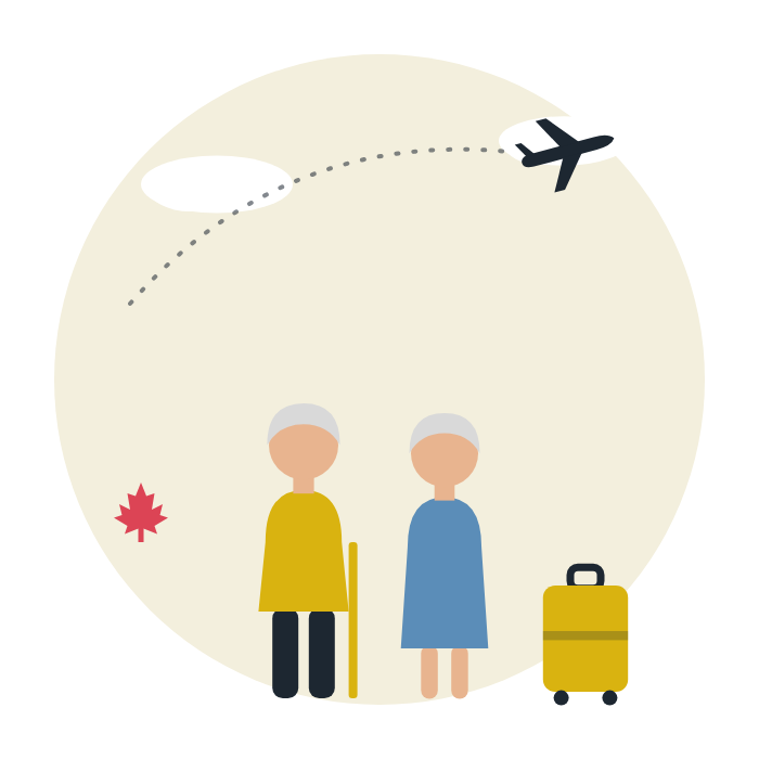 Senior couple visiting family in Canada